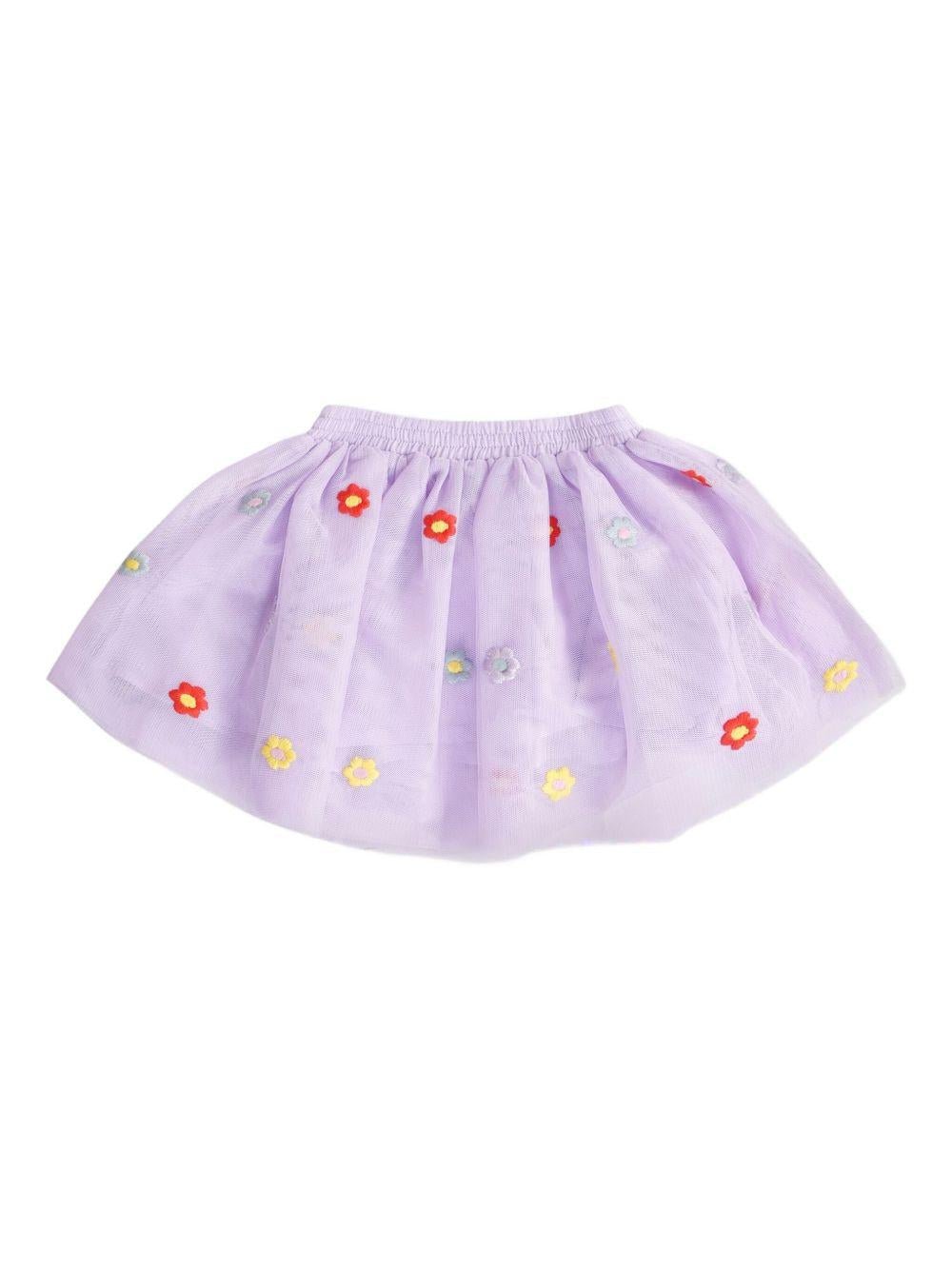 Gonna per neonata Stella McCartney Kids lilla in tulle con ricamo floreale - Rubino Kids