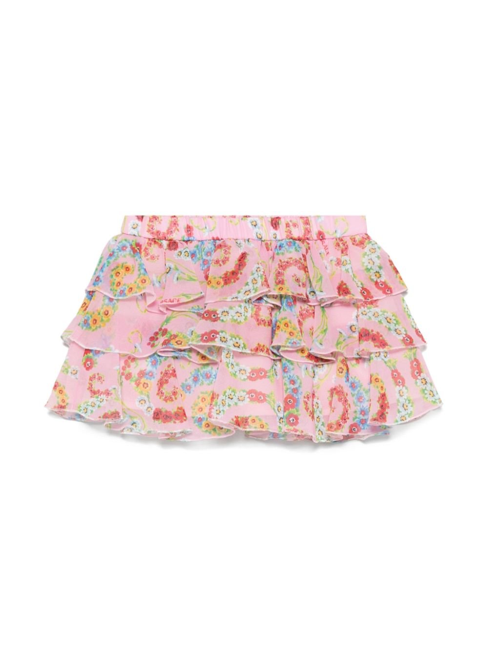 Gonna per neonata Versace Kids Barroco Flowers rosa con grafica all - over - Rubino Kids