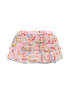 Gonna per neonata Versace Kids Barroco Flowers rosa con grafica all - over - Rubino Kids