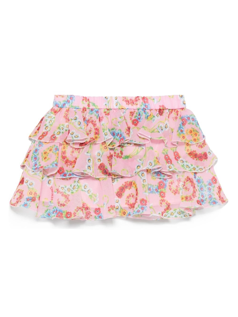 Gonna per neonata Versace Kids Barroco Flowers rosa con grafica all - over - Rubino Kids