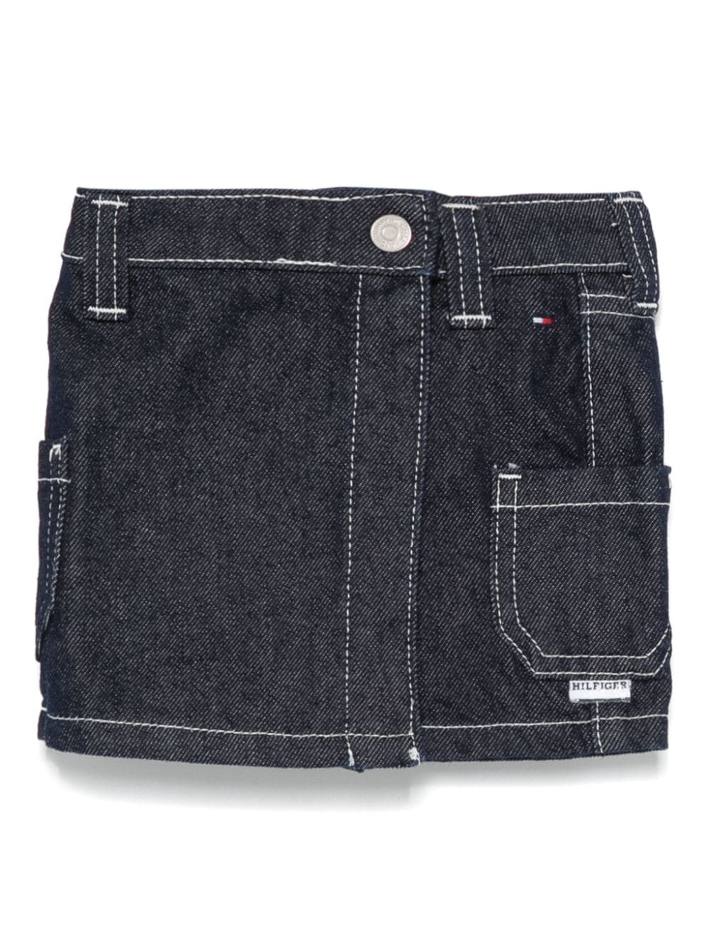 Gonnellina cargo denim per bambina Tommy Hilfiger Junior blu con passanti - Rubino Kids