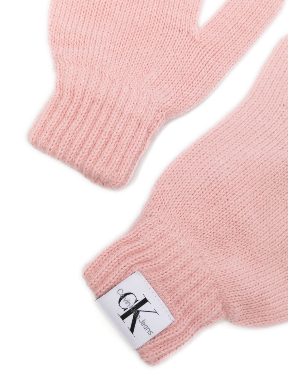 Guanti per bambina Calvin Klein Kids rosa con applicazione frontale con logo - Rubino Kids