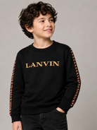 Felpa per bambini Lanvin Enfant nero con ricamo logo sul davanti N30401 09B LANVIN KIDS 