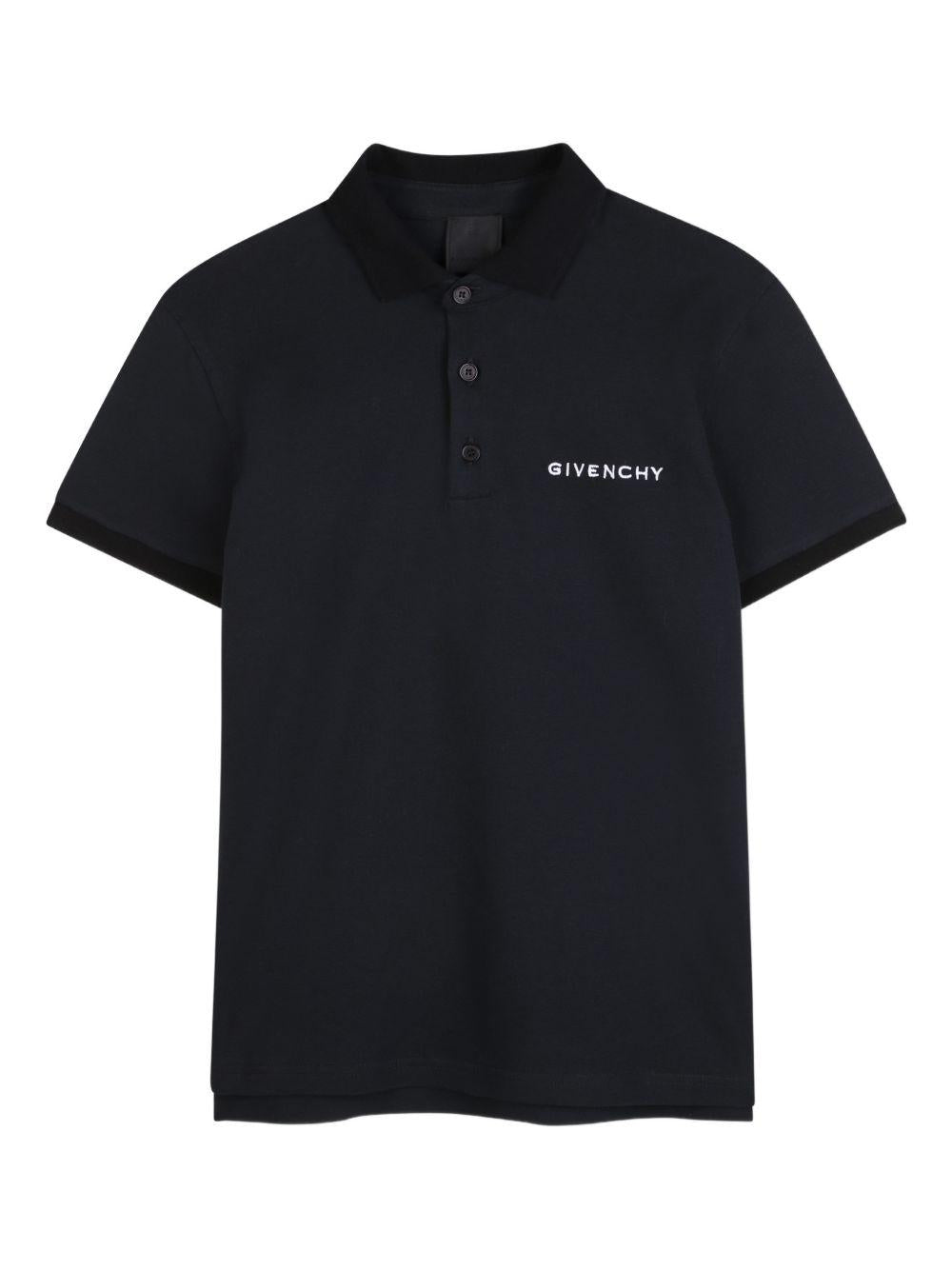 T-shirt per bambino Givenchy Kids nera con colletto stile polo H31121 09B GIVENCHY KIDS 