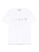 T-shirt con stampa per bambino Stone Island Junior bianco con girocollo K1S162100010S0126 V0001 STONE ISLAND JUNIOR 