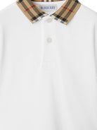 Polo per neonato Burberry Kids bianca con logo ricamato 8105577 A1464 BURBERRY KIDS 