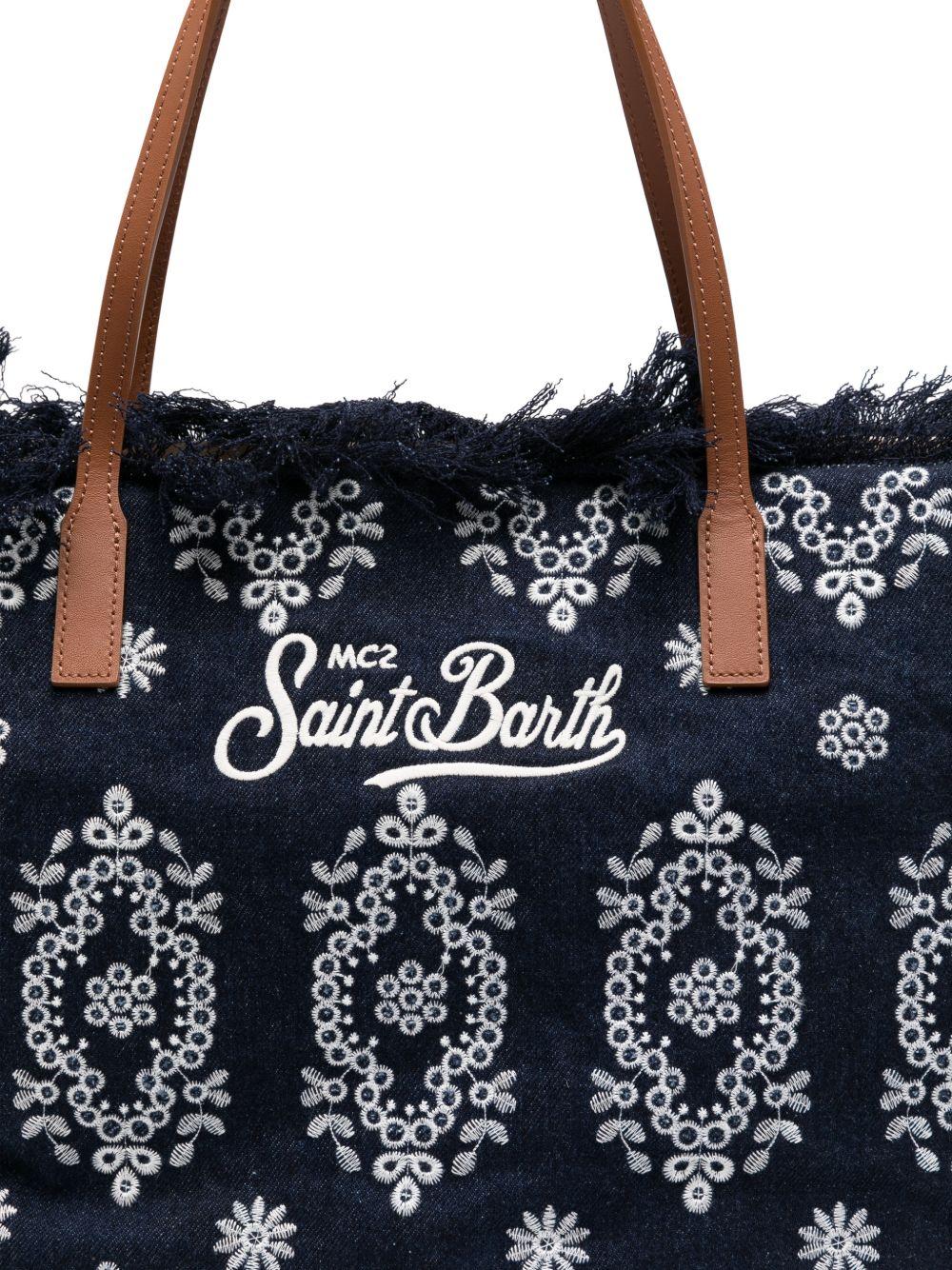 Borsa tote City Regular in Canvas MC2 Saint Barth denim con frange CBF0001 01773L MC2 ST. BARTH KIDS 
