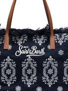 Borsa tote City Regular in Canvas MC2 Saint Barth denim con frange CBF0001 01773L MC2 ST. BARTH KIDS 