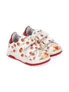 Scarpe per bambina Monnalisa bianche con stamapa grafica fragole all-over 83G006 7702 9944 MONNALISA KIDS 