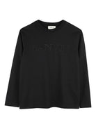 T-shirt per bambino Lanvin Enfant nero con logo ricamato N30321 09B LANVIN 
