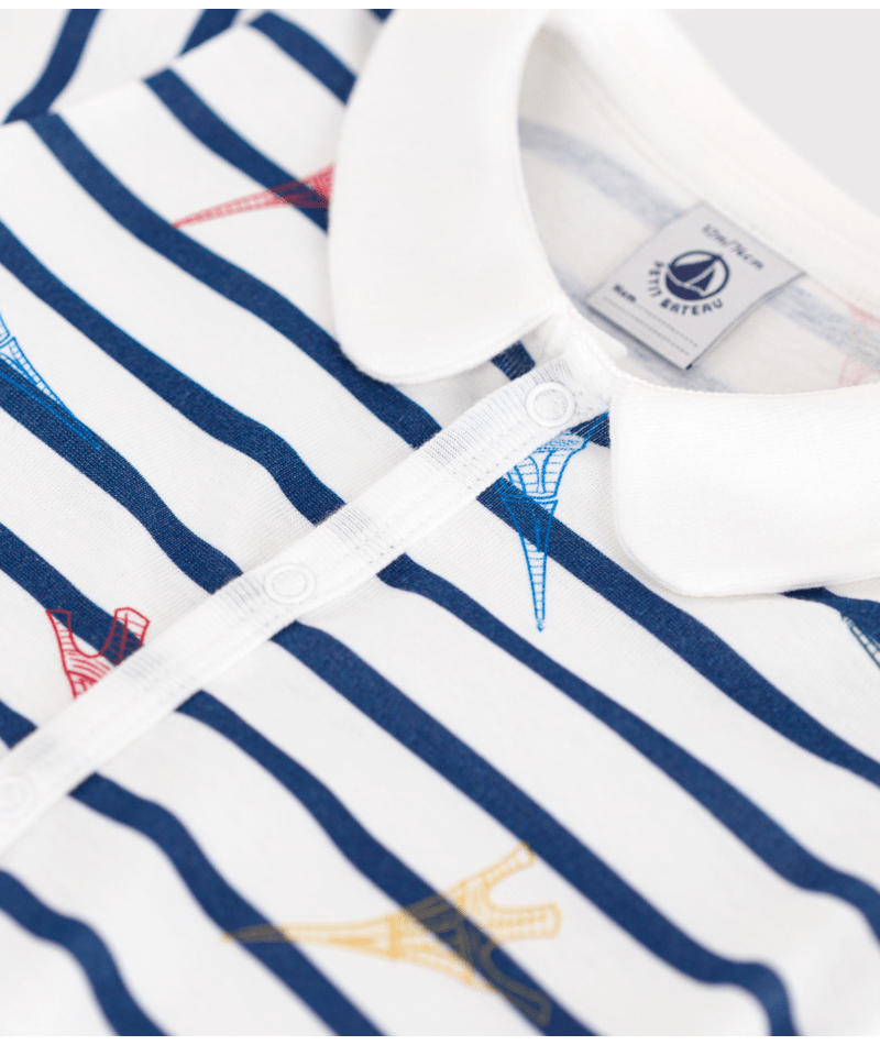 Tutina per neonati Petit Bateau bianco con fantasia grafica all-over A0DE7 01 PETIT BATEAU 