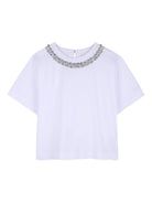 T-shirt per bambina Givenchy Kids bianca con decorazione a perline H31228 10P GIVENCHY KIDS 