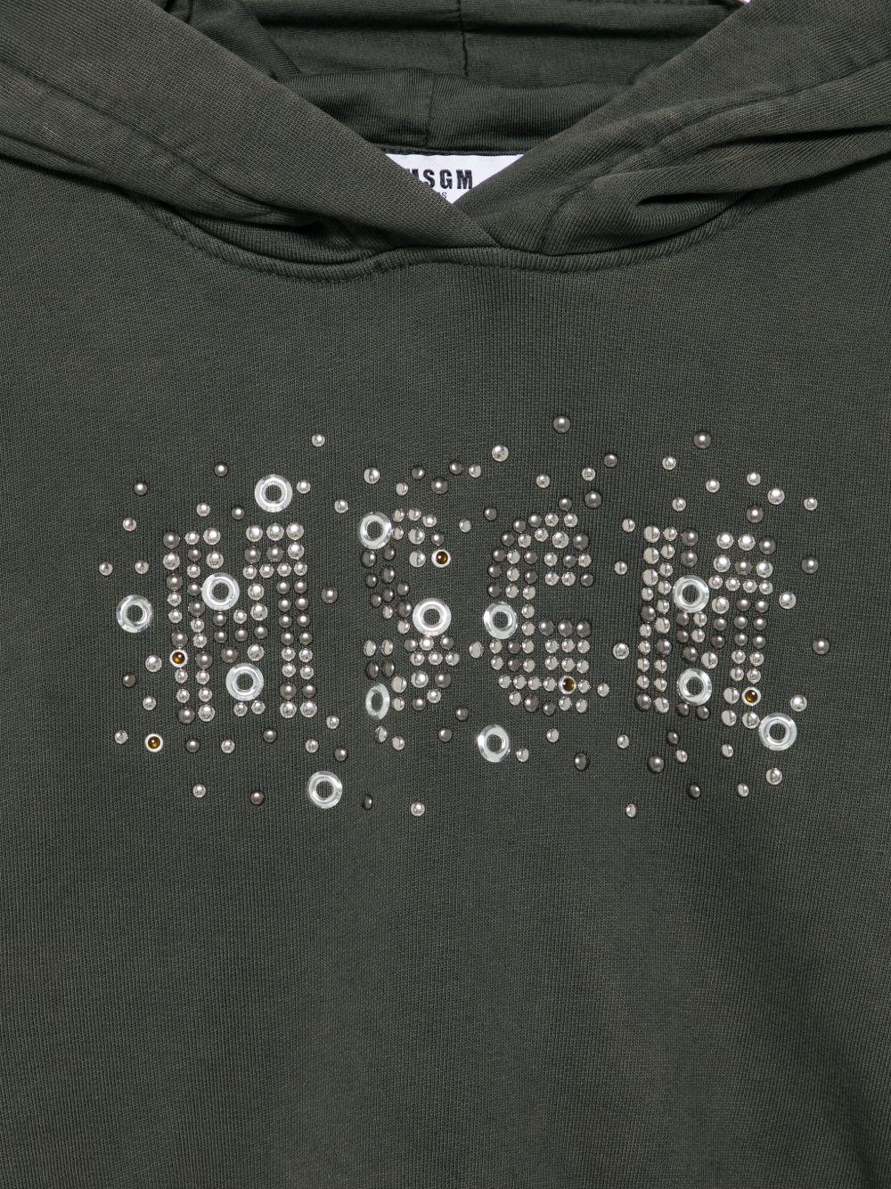Felpa per bambina MSGM Kids grigia con decorazioni in cristallo F5MSJGHS161 103 MSGM KIDS 