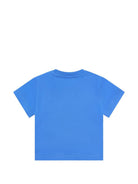 T-shirt per neonati Moschino Kids blu con logo sul davanti MUM04PLAA03 40630 MOSCHINO KIDS 