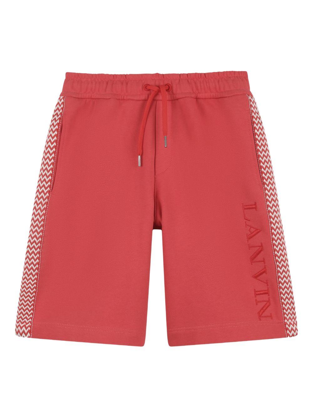 Shorts per bambino Lanvin Enfant rosso con coulisse e logo N30378 998 LANVIN KIDS 