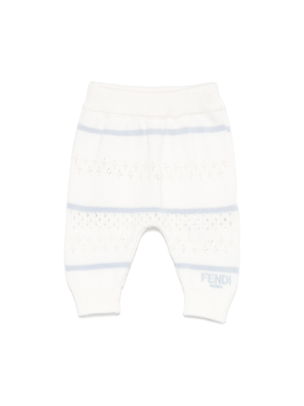 Pantaloni in maglia per neonato Fendi Kids bianco con ricamo all-over BUG183 ATRO F1RAX FENDI KIDS 