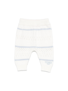 Pantaloni in maglia per neonato Fendi Kids bianco con ricamo all-over BUG183 ATRO F1RAX FENDI KIDS 