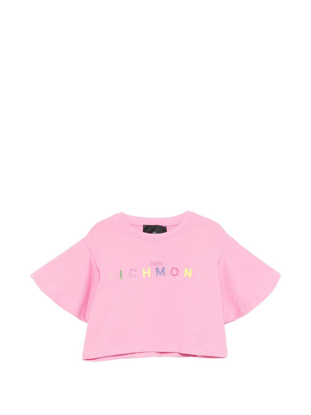 T-shirt per bambina John Richmond Junior rosa con ruches RGP26008TO PINK BEGONIA JOHN RICHMOND KIDS 