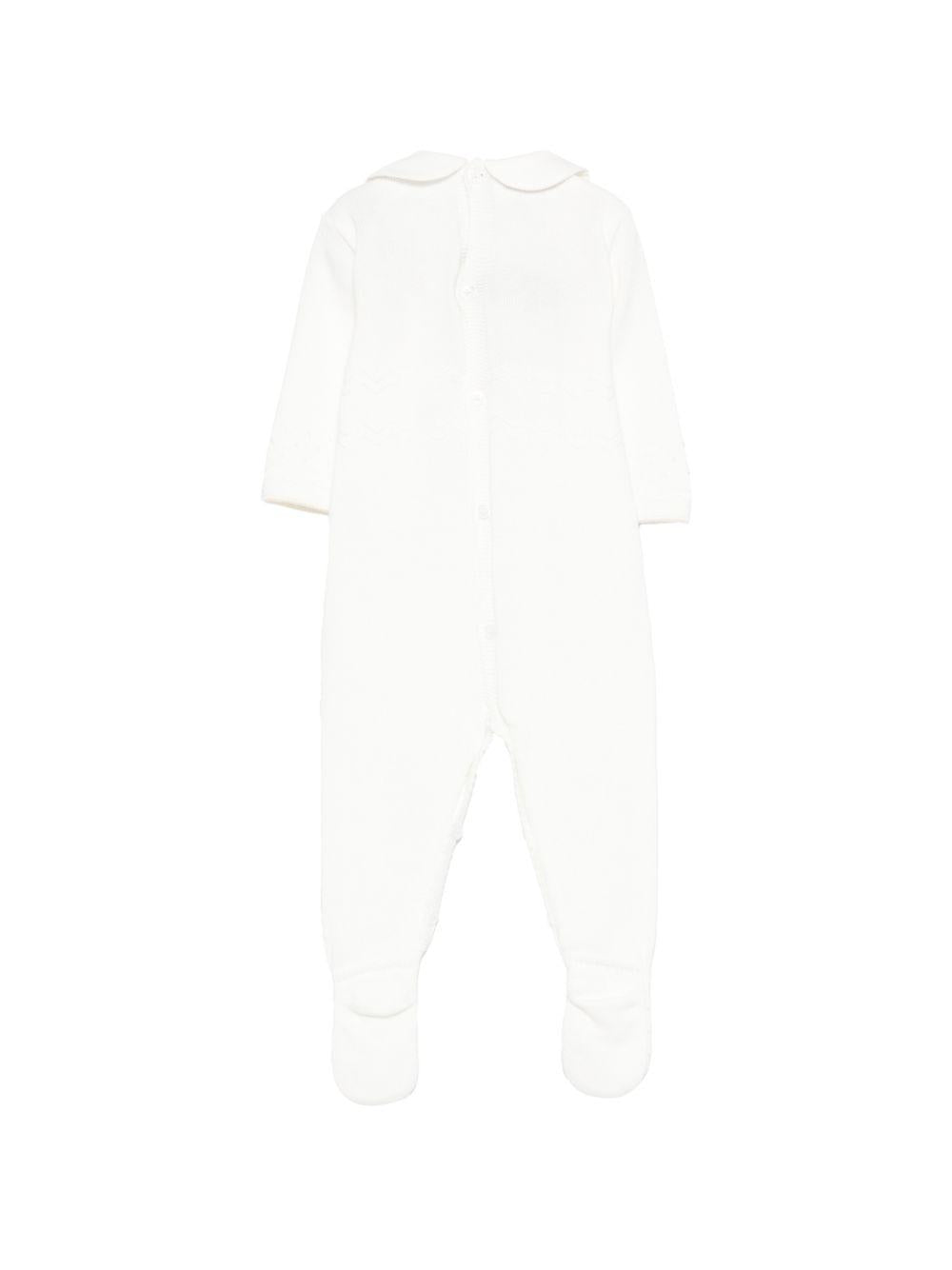 Tutina per neonati Paz Rodriguez bianca lavorata a maglia 005-123237 6062 PaZ RODRIGUEZ KIDS 