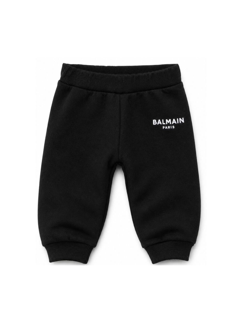 Pantaloni per neonati Balmain Kids neri con logo sul davanti BY6610 Z3183 930BC BALMAIN KIDS 