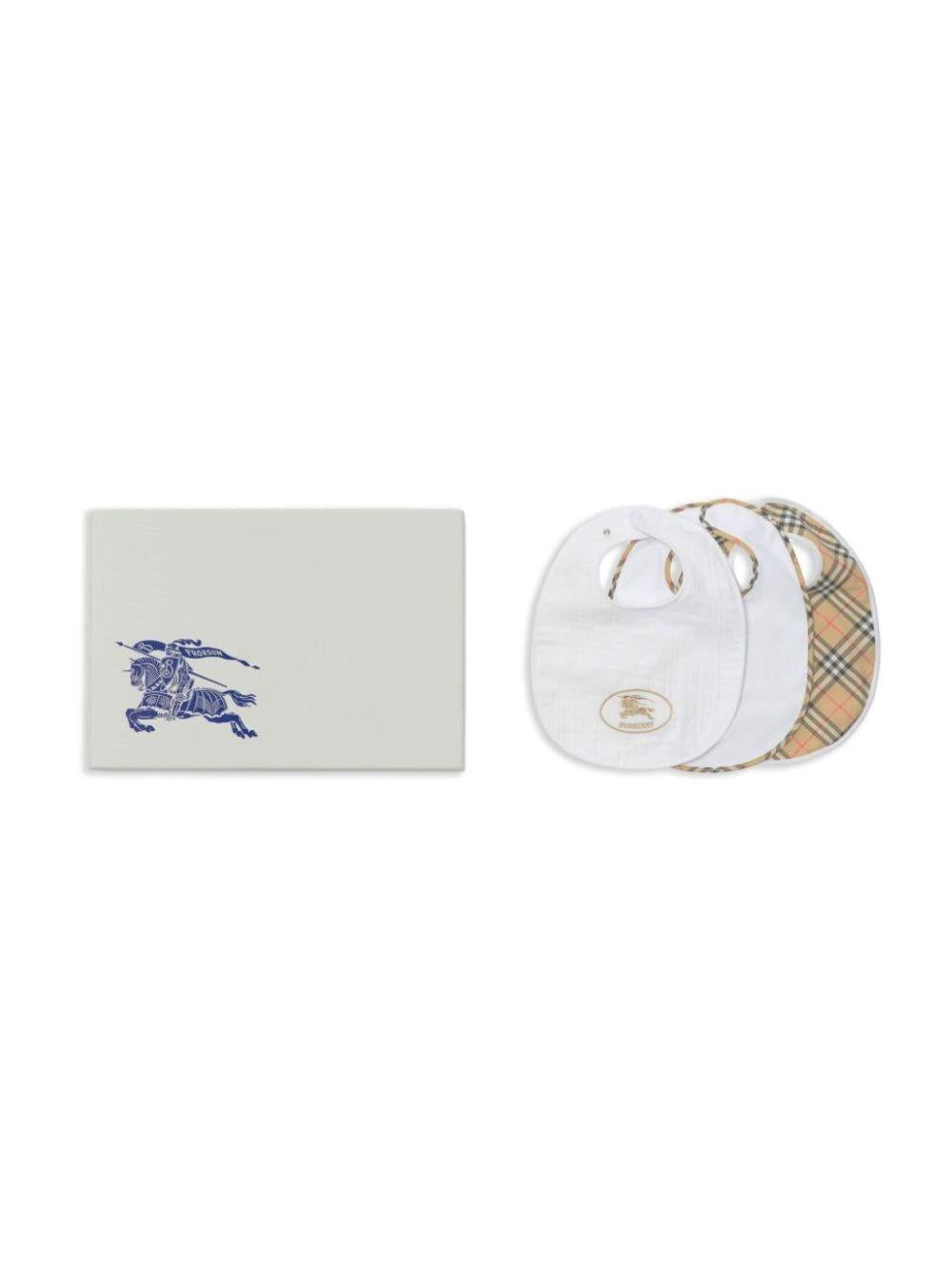 Set bavaglini per neonati Burberry Kids multicolore in cotone Check (3 pezzi) 8126049 A1464 BURBERRY KIDS 