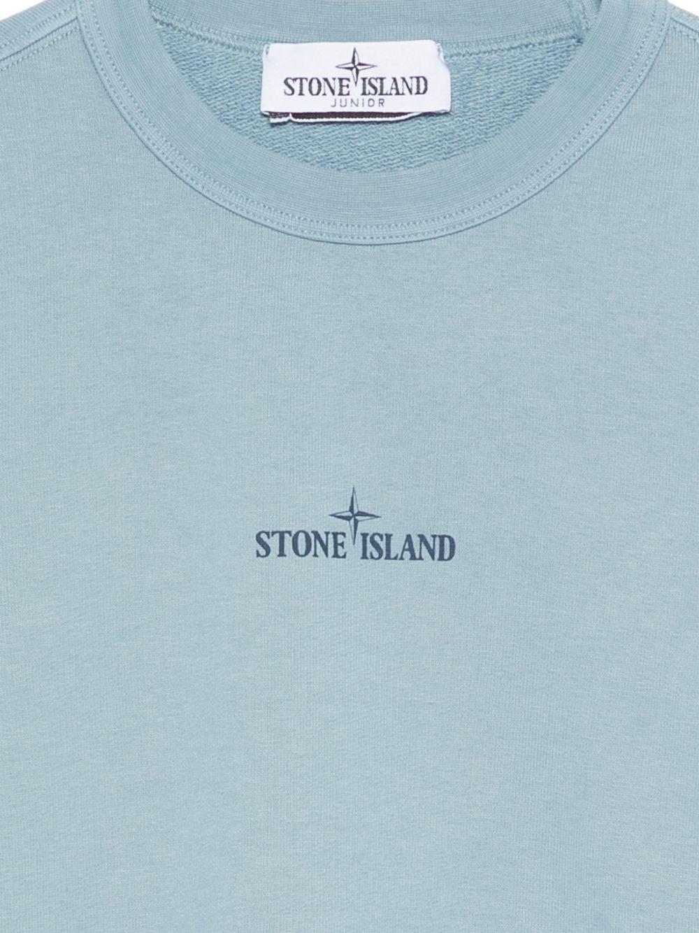 Felpa per bambino Stone Island Junior azzurro con stampa logo L1S166100018S0370 V004A STONE ISLAND KIDS 
