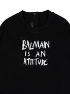 Maglione per neonato Balmain Kids nero con slogan stampato sul davanti BZ4360 Z3183 930BC BALMAIN KIDS 