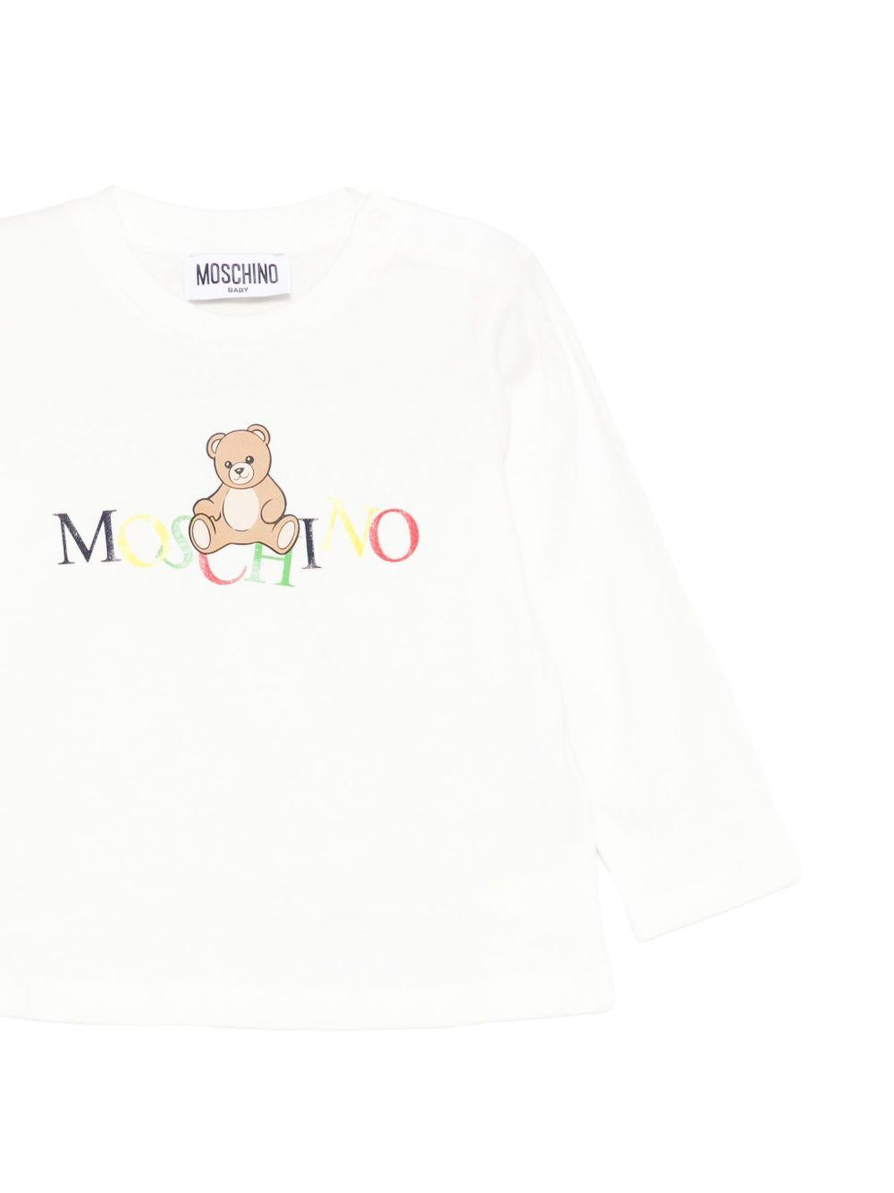 T-shirt per neonati Moschino Kids bianco con motivo Teddy MWO00RLAA10 10063 MOSCHINO KIDS 