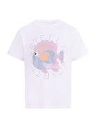 T-shirt per bambina Stella McCartney Kids bianca constampa grafica sul davanti TY8A61 Z0434 100 STELLA McCARTNEY KIDS 