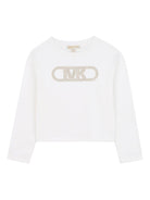 T-shirt per bambina Michael Kors Kids bianca con dettaglio logo R30495 117 MICHAEL KORS KIDS 