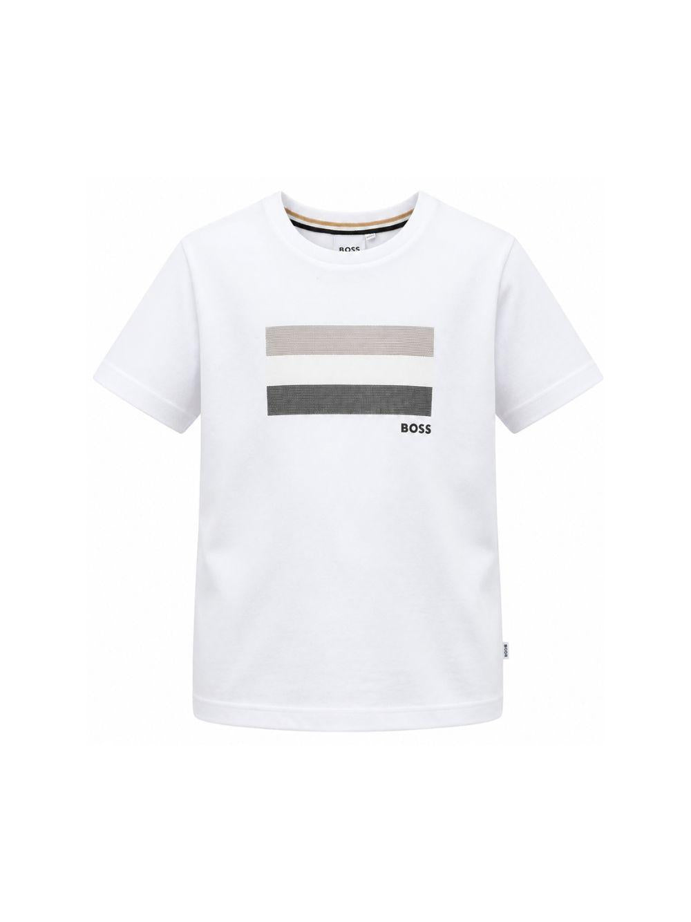 T-shirt per bambino Boss Kids bianco con stampa grafica J52979 10P BOSS KIDS 