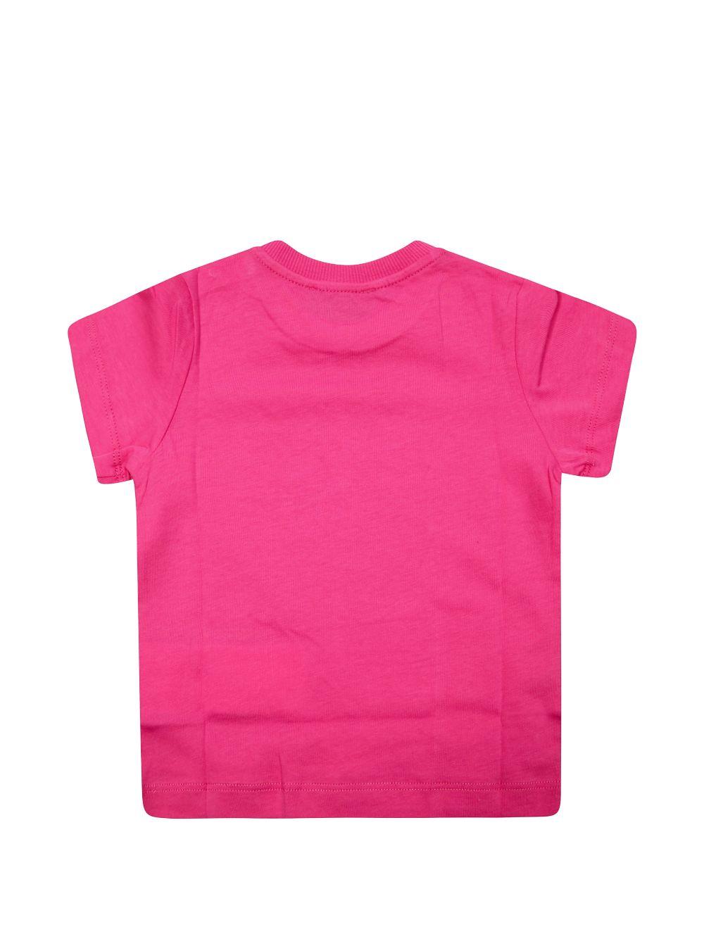 T-shirt per neonati Moschino Kids fucsia con stampa tre Teddy Bear sul davanti MUM04KLAA17 50533 MOSCHINO KIDS 