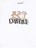 Felpa per neonati Moschino Kids bianca con stampa Teddy Bear sul davanti MTF060LCA89 10101 MOSCHINO KIDS 
