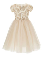 Abito per bambina Monnalisa beige con decorazione a paillettes 71G917RM 7995 0270 MONNALISA KIDS 