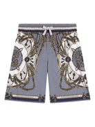 Shorts per bambino Dolce & Gabbana Kids grigi con design a fantasia L43Q47 FI5NQ HT5XB DOLCE & GABBANA KIDS 