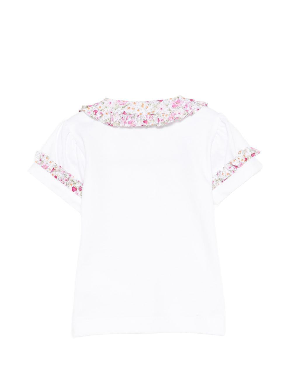 T-shirt per neonata Mariella Ferrari bianca con colletto alla Peter Pan CAR16 FUCSIA MARIELLA FERRARI 