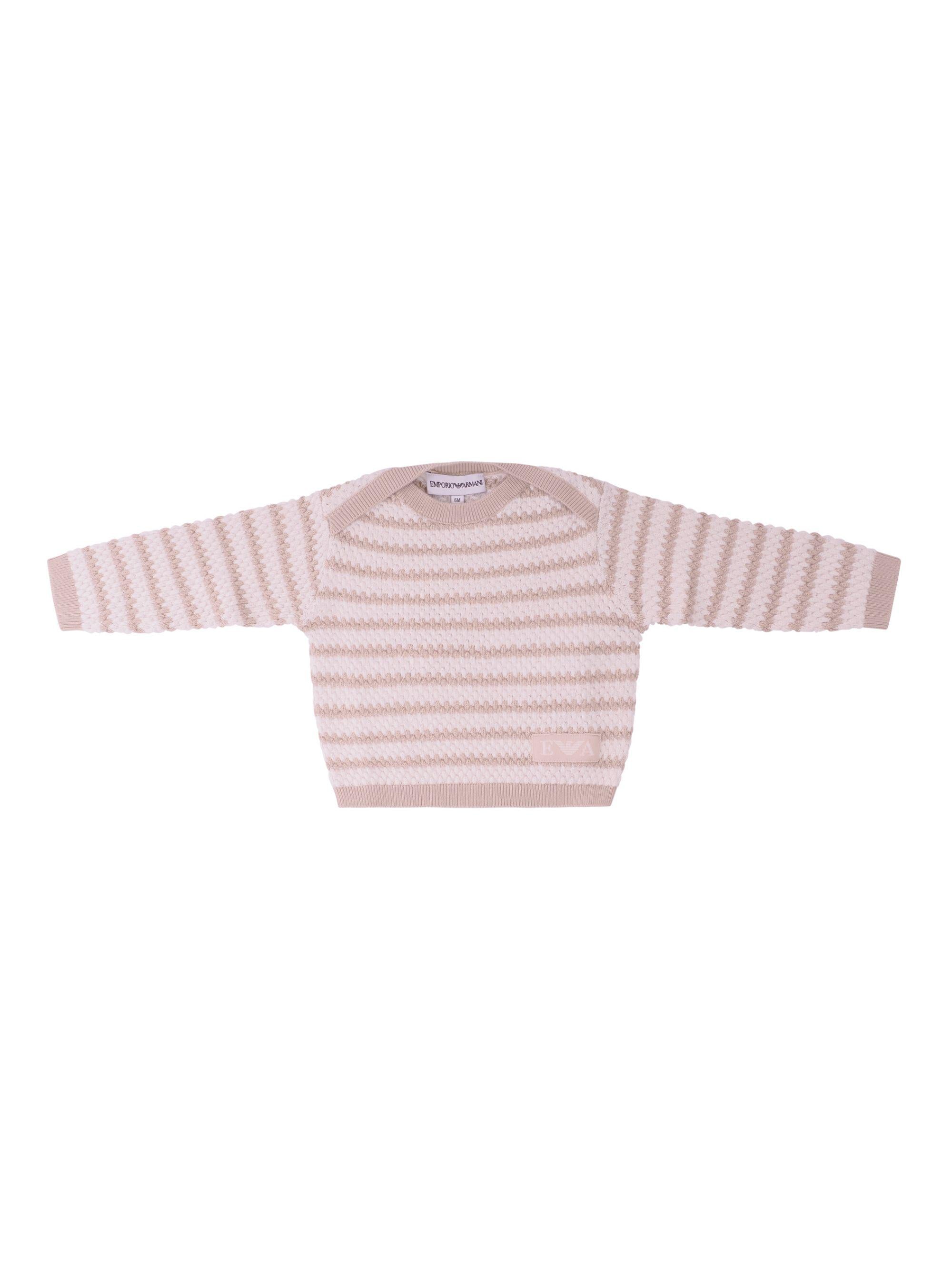 Maglione per neonato Emporio Armani Kids beige con motivo a righe EB001232 AF23409 M1013 EMPORIO ARMANI KIDS 