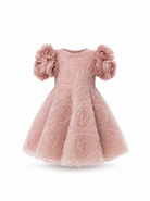 Abito per bambina Maison Ava Kids rosa con dettagli floreali in rilievo MA SS26 GC18 PINK MAISON AVA KIDS 