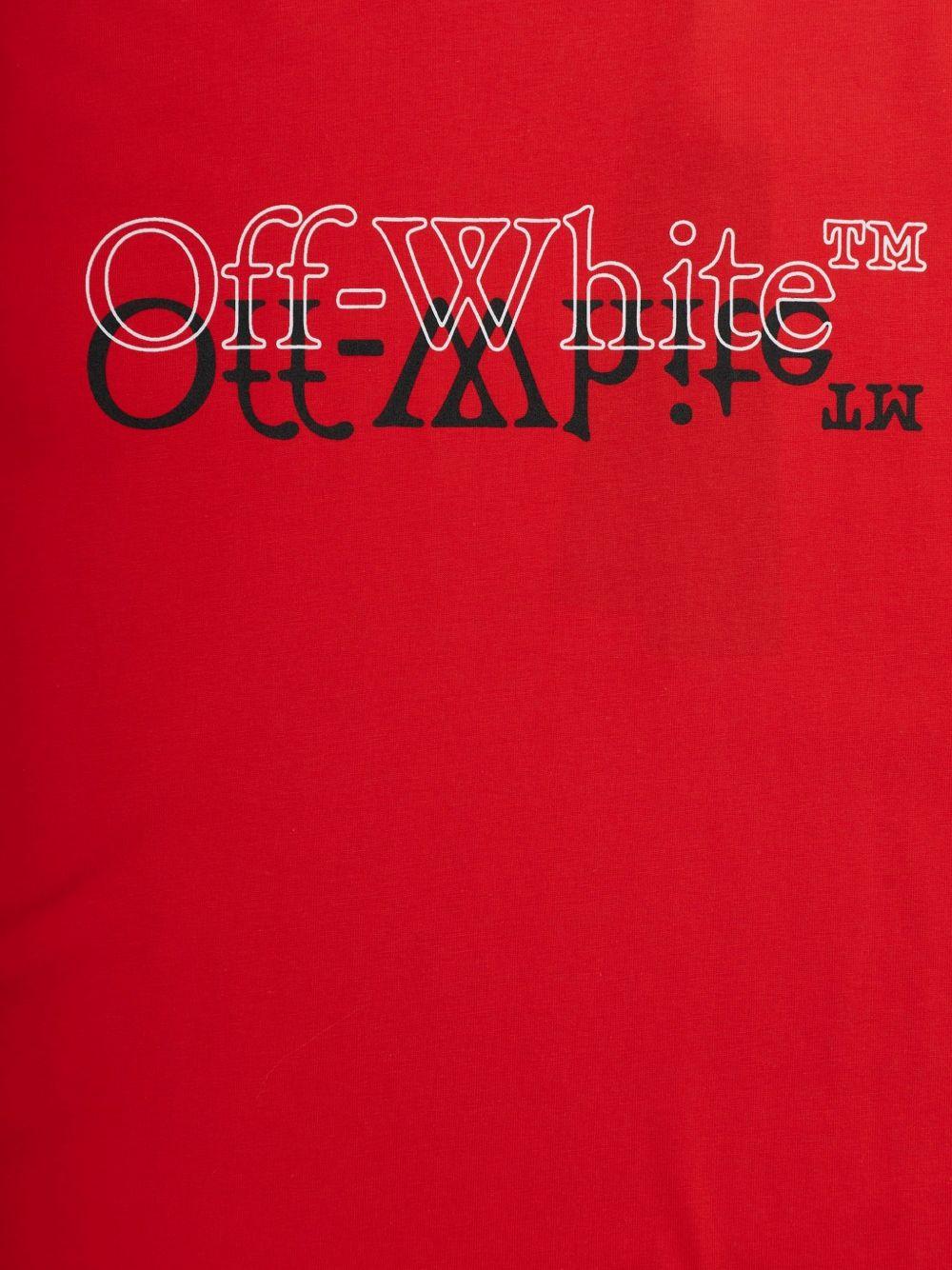 T-shirt per bambini Off-White Kids rossa con logo sul davanti 44BAA002S26J001 600 OFF WHITE KIDS 
