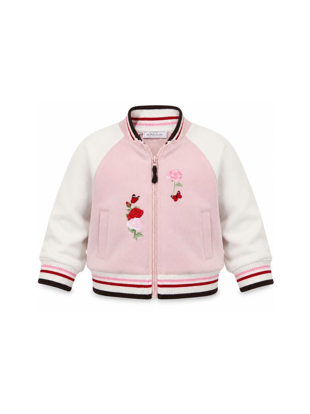 Felpa per bambina Monnalisa Kids rosa con ricamo a fiori sul davanti 19H801 8006 094F MONNALISA KIDS 