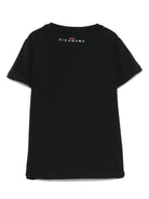 T-shirt per bambina John Richmond Junior nero con logo e orlo dritto RGP25205TS BLACK JOHN RICHMOND KIDS 