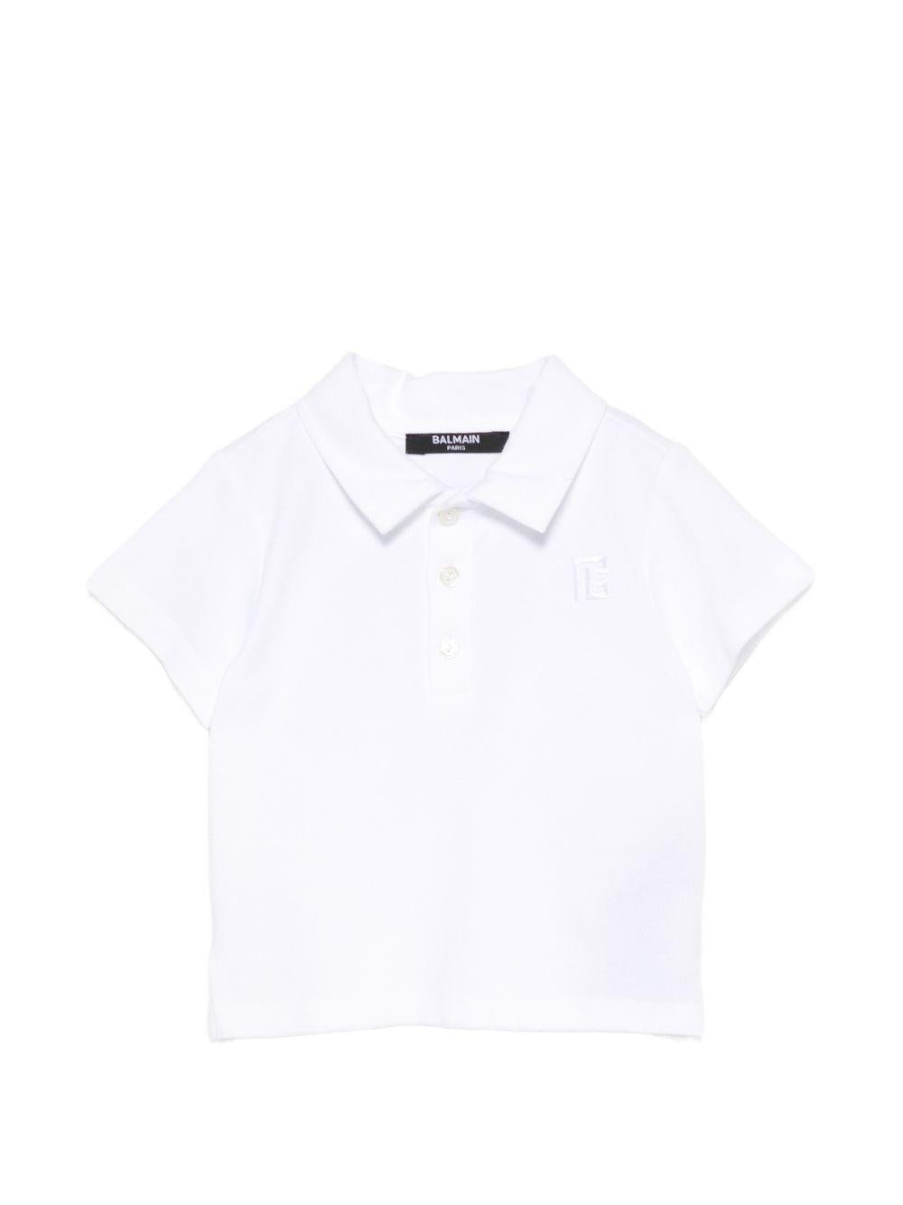Polo per neonato Balmain Kids bianca con colletto BY8621 Z3658 100 BALMAIN KIDS 