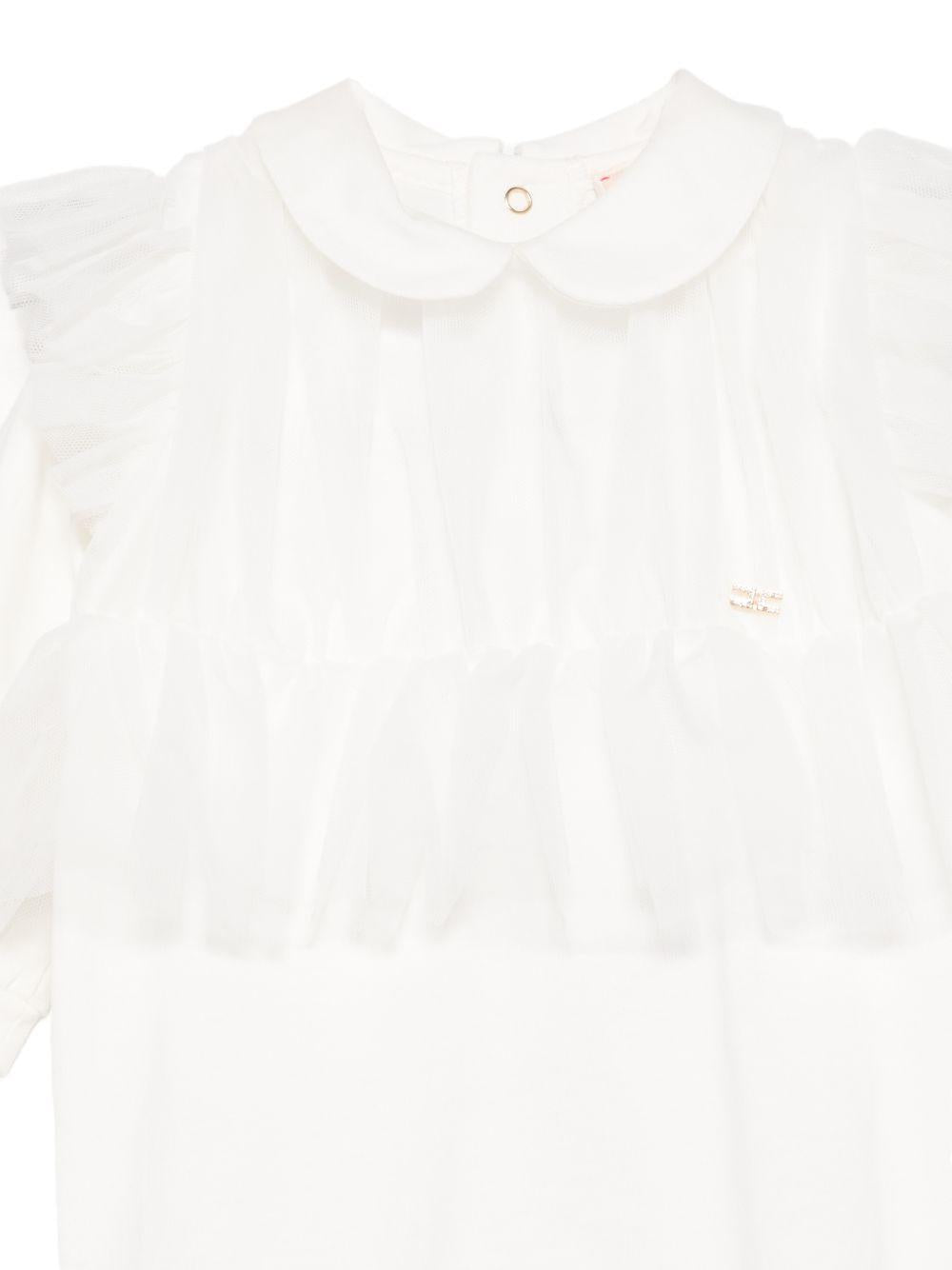 Tutina per neonata Elisabetta Franchi La Mia Bambina bianca con ruches ENTU1570JF054 0004 ElISABETTA FRANCHI KIDS 