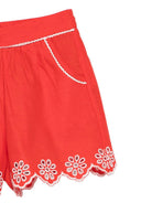 Shorts per bambina Stella McCartney Kids rossi con dettagli floreali TY6E89 Z0138 426 STELLA McCARTNEY KIDS 