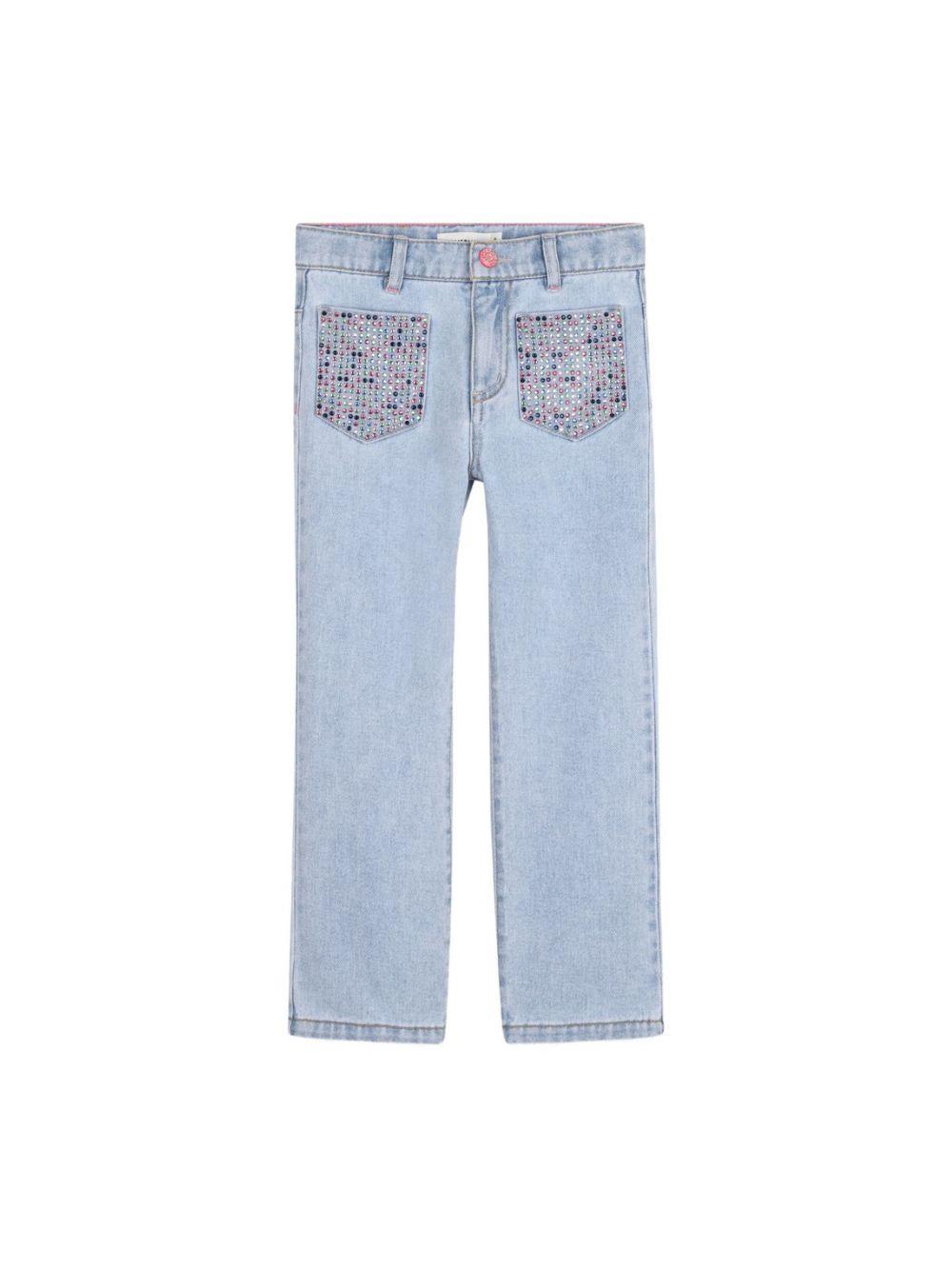 Pantaloni per bambina Billieblush azzurro con tacshe decorate U21878 Z18 BILLIEBLUSH KIDS 