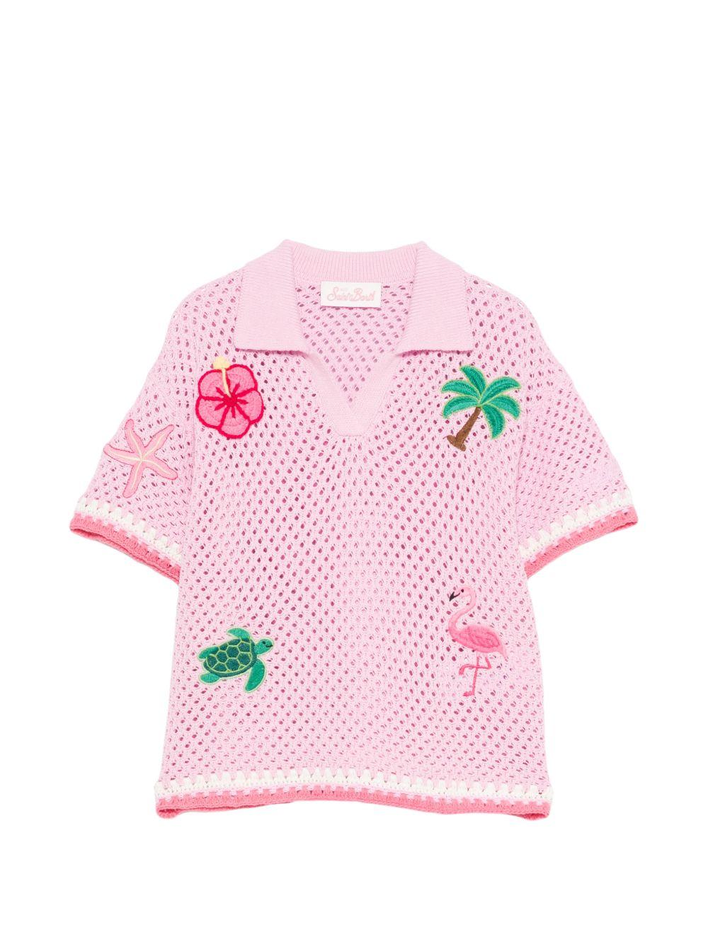 Maglia per bambina MC2 Saint Barth Kids rosa con motivo patch PIX0002 03562L MC2 ST. BARTH KIDS 