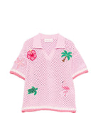 Maglia per bambina MC2 Saint Barth Kids rosa con motivo patch PIX0002 03562L MC2 ST. BARTH KIDS 