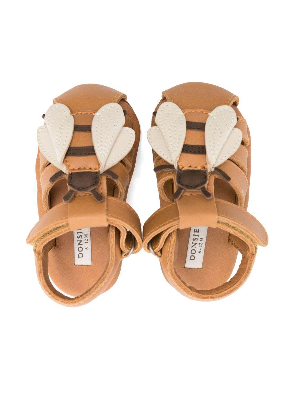 Sandali per neonata Donsje Duni Sky marrone con chiusura frontale con strappo 1040001 PU004 DONSJE KIDS 