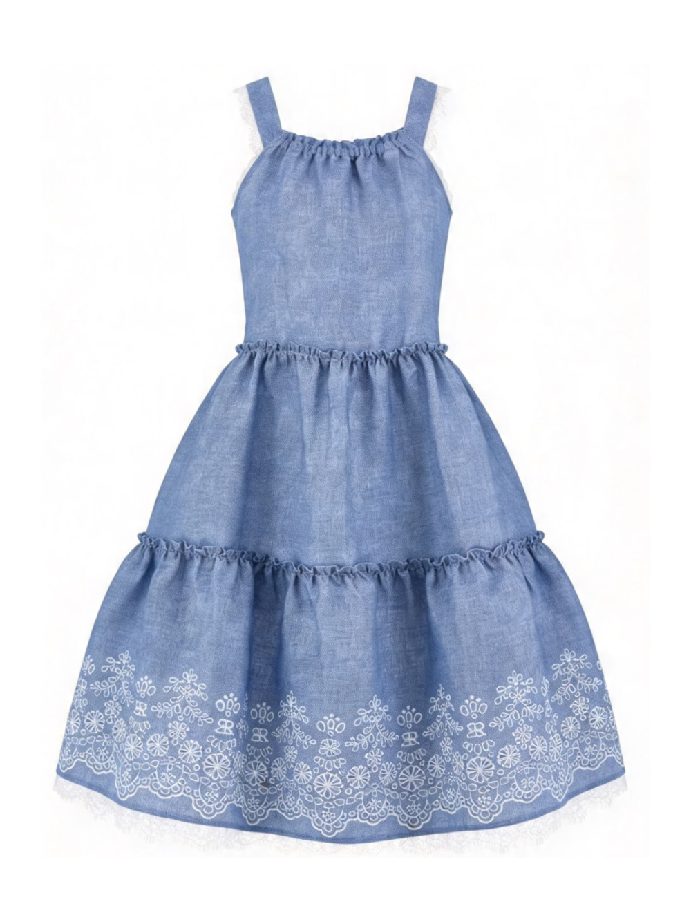 Abito per bambina Ermanno Scervino Junior in denim con ricamo a fiori Z1G907 7672 0062 ERMANNO SCERVINO KIDS 