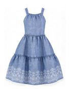 Abito per bambina Ermanno Scervino Junior in denim con ricamo a fiori Z1G907 7672 0062 ERMANNO SCERVINO KIDS 